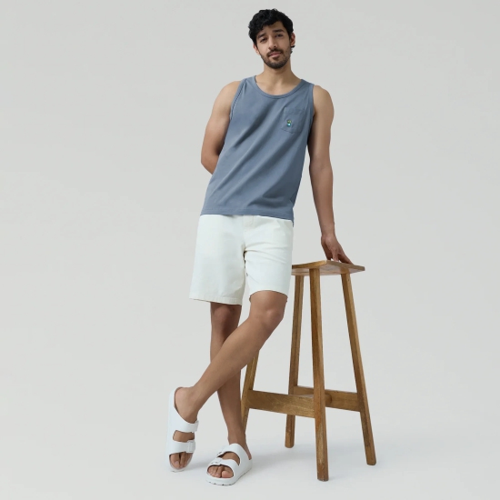 Renew Combed Cotton Tank Tops Slate Blue M