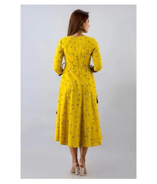 SVARCHI - Yellow Cotton Womens Anarkali Kurti ( Pack of 1 ) - XL