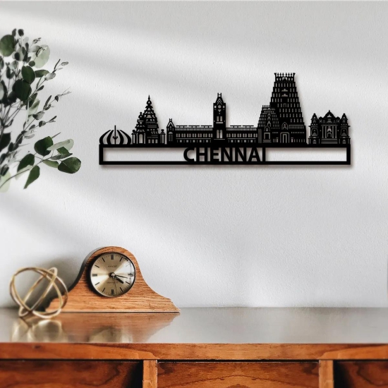 Wooden City Skyline | Chennai-Black Wood