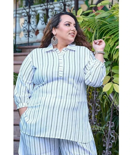 PrettyPlus by Desinoor.com Rayon Striped Straight Womens Kurti - White ( Pack of 1 ) - None