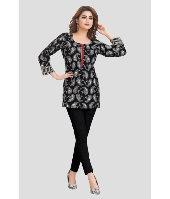 Meher Impex Cotton Printed A-line Women''s Kurti - Black ( Pack of 1 ) - None