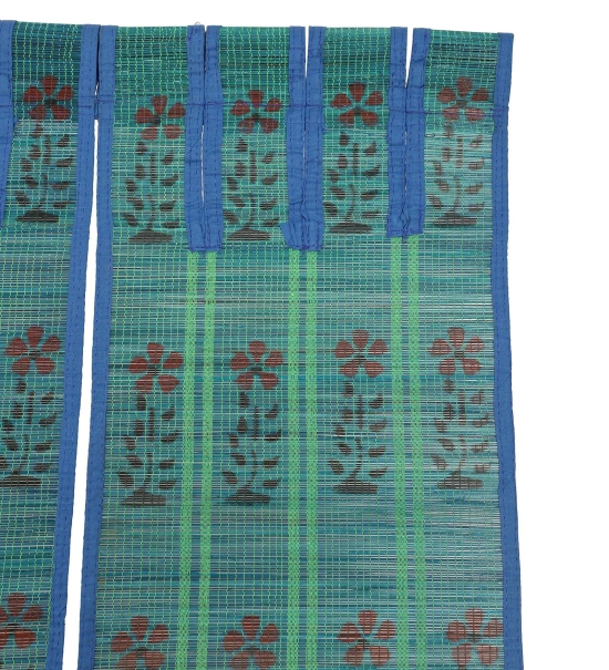 Three Panel Bamboo Curtain - Blue-8 ft length