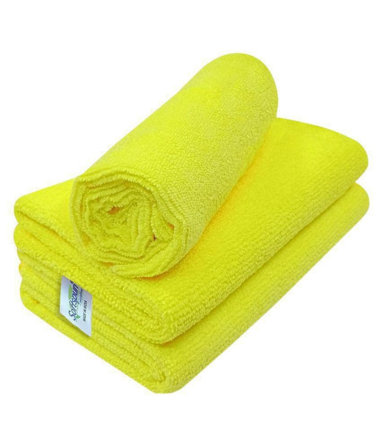 SOFTSPUN Microfiber Cleaning Cloths, 3pcs 40x40cms 340GSM Yellow! Highly Absorbent, Lint and Streak Free, Multi -Purpose Wash Cloth for Kitchen, Car, Window, Stainless Steel, Silverware.