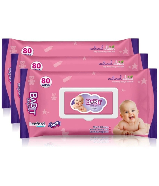 Babit Baby Care Babit Baby Care Wet Wipes with Aloevera Extract Pack of 3 (80 pcs Each )