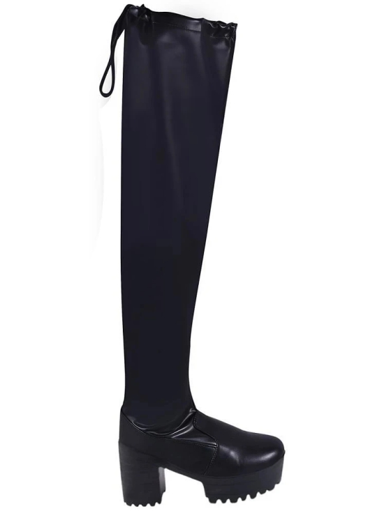 Shoetopia Black Womens Knee Length Boots - None