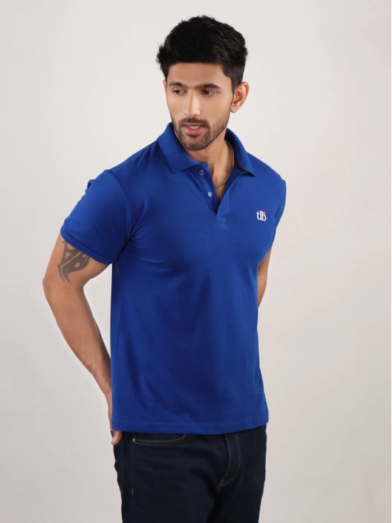 Men Royal Blue Polo Neck T-Shirt-XL / Royal Blue