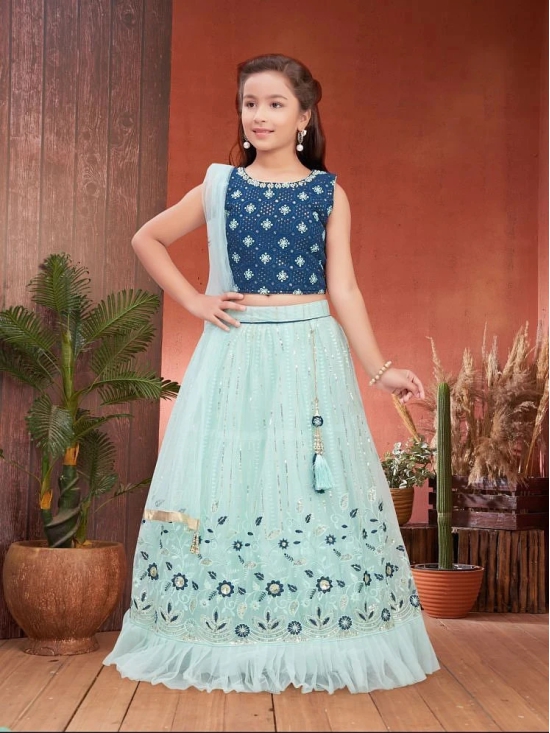 Aarika Navy Blue Georgette Girls Lehenga Choli Set ( Pack of 1 ) - None