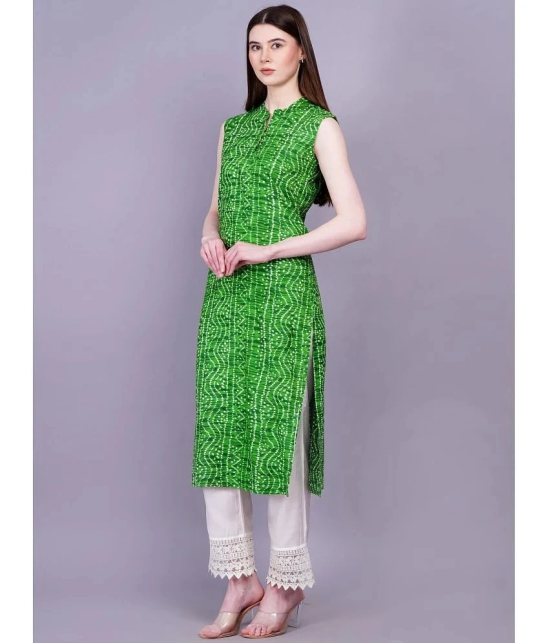 HIGHLIGHT FASHION EXPORT Rayon Printed Straight Womens Kurti - Green ( Pack of 1 ) - None