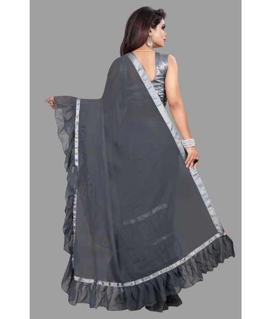 A TO Z CART Georgette Solid Saree With Blouse Piece - Grey ( Pack of 1 ) - Grey