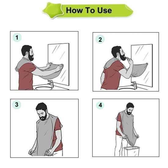 Shaving Beard Bib Grooming Apron With 2 Suction Cups Beard Apron Hair