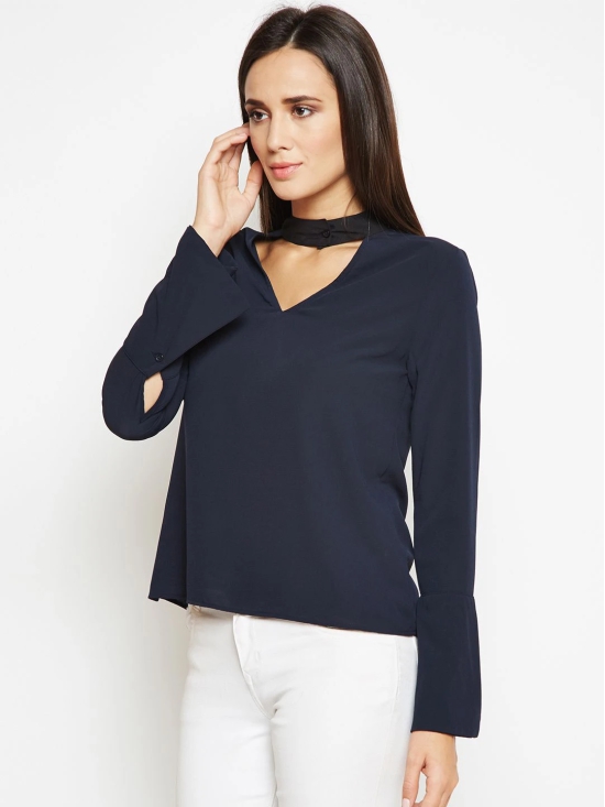 Oxolloxo Women Navy Blue Solid Top