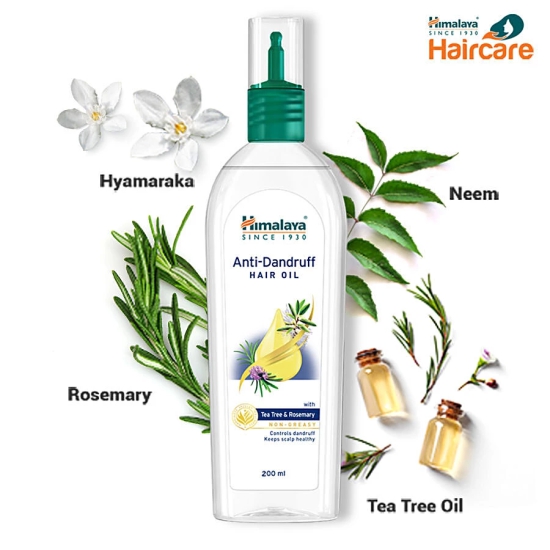 Himalaya Anti-Dandruff Hair Oil - Controls Dandruff & Keep Scalp Healthy, With Tea Tree & Rosemary, 100% Herbal Actives, Non-Greasy, 200 Ml