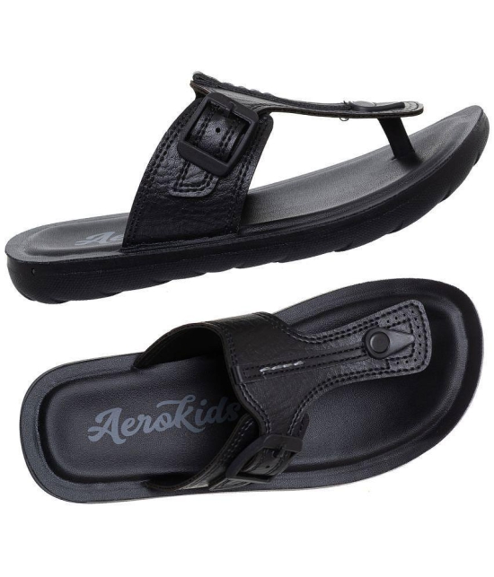 Aerokids Stylish Fashion Slipper for Boys | Comfortable | Lightweight | Anti Skid | Casual Office Footwear (CS95_BLACK_35) - None