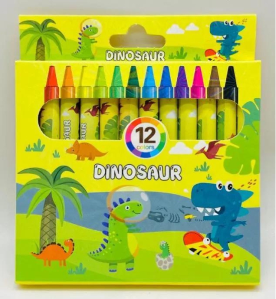 KIDS COLOURS  CRAYONS  12 PCS-Dianosaur