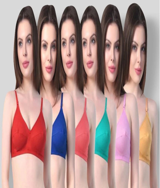 SK Dreams - Multicolor Cotton Non - Padded Womens T-Shirt Bra ( Pack of 6 ) - 34B