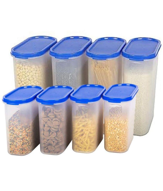 HOMETALES Plastic Multi-Purpose Food Container, 1000ml x 4U, 2000ml x 4U (8U) - Navy Blue