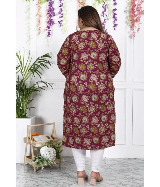 Swasti Cotton Printed Straight Womens Kurti - Maroon ( Pack of 1 ) - None