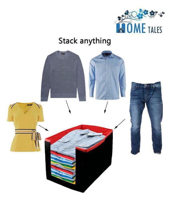 HOMETALES Non-Woven Shirt Stacker & Cloth Organizer,Black & Red (9U)