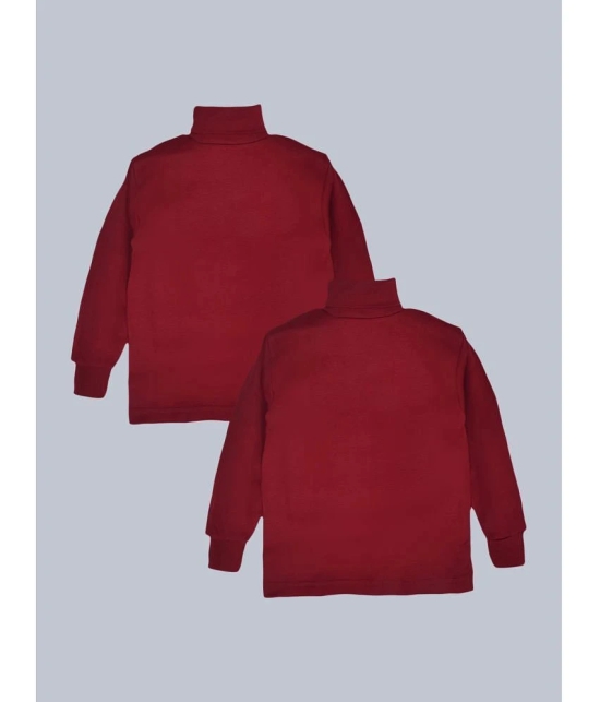 Lux Cottswool Kids Maroon Solid Cotton Hi-Neck Thermal Top - Pack of 2 - None