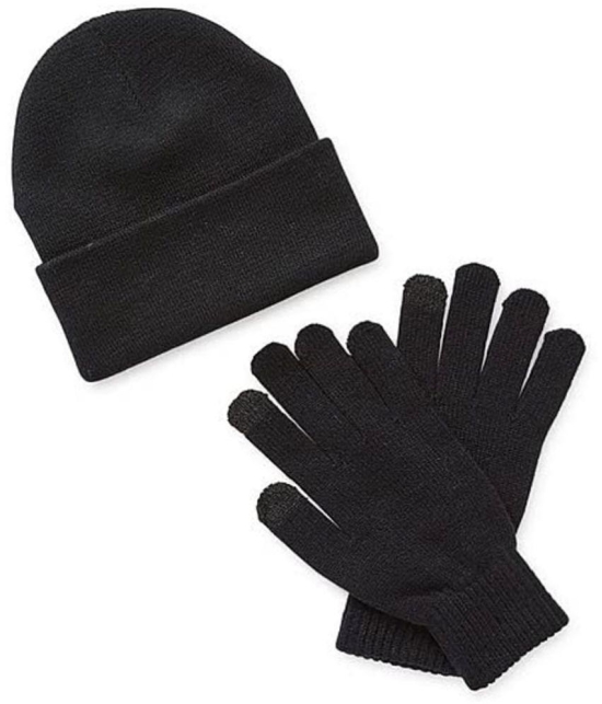 THRIFTKART - Black Woollen Mens Cap ( Pack of 2 ) - Black