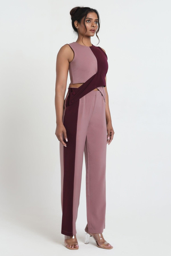 Skewed Formal Trousers-Wine Pink / M