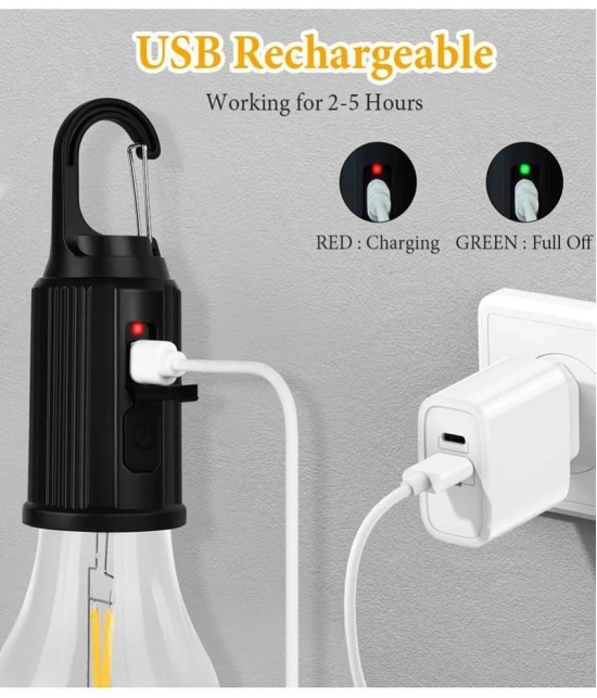 Hanging USB Rechargeable Light Bulb consumes low power and has two dimming modes. - Black