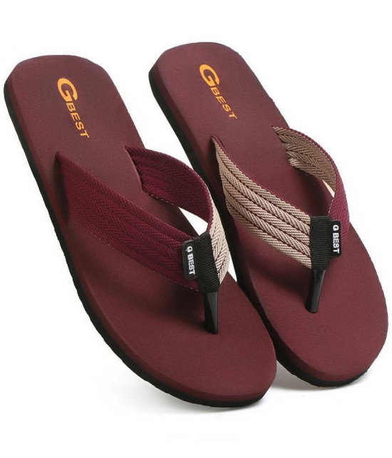 G Best Maroon Mens Thong Flip Flop - None