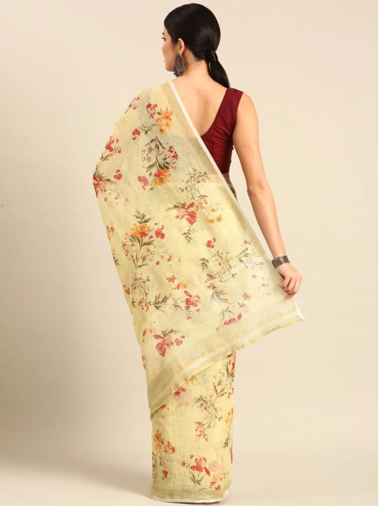 Designer Cream Silk Saree