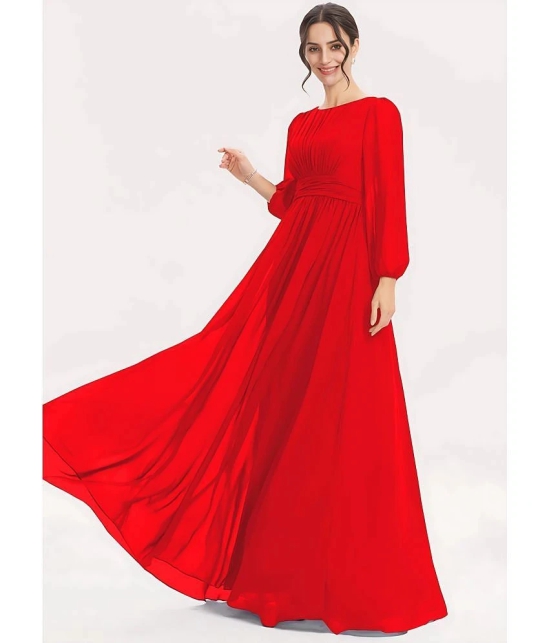 JASH CREATION - Red Georgette Womens Gown ( Pack of 1 ) - None