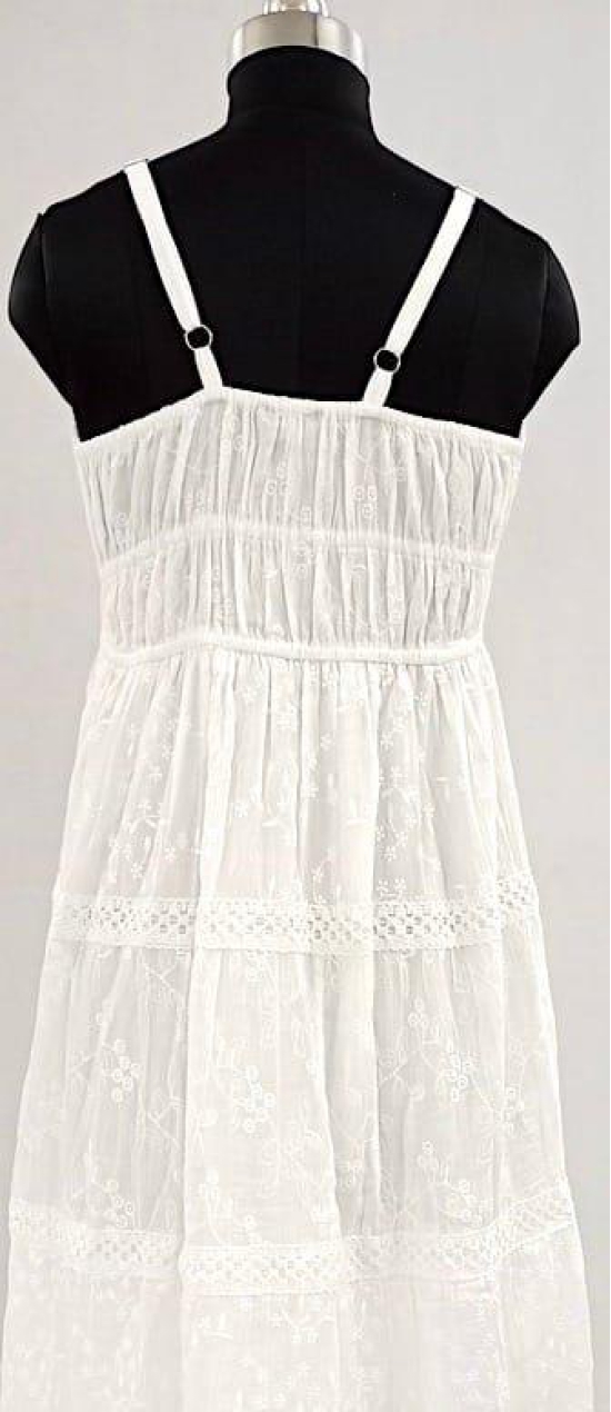 NV91533/E001-NV91533/E004 -Pure Comfort: Ankle-Length Pure Cotton White Dress