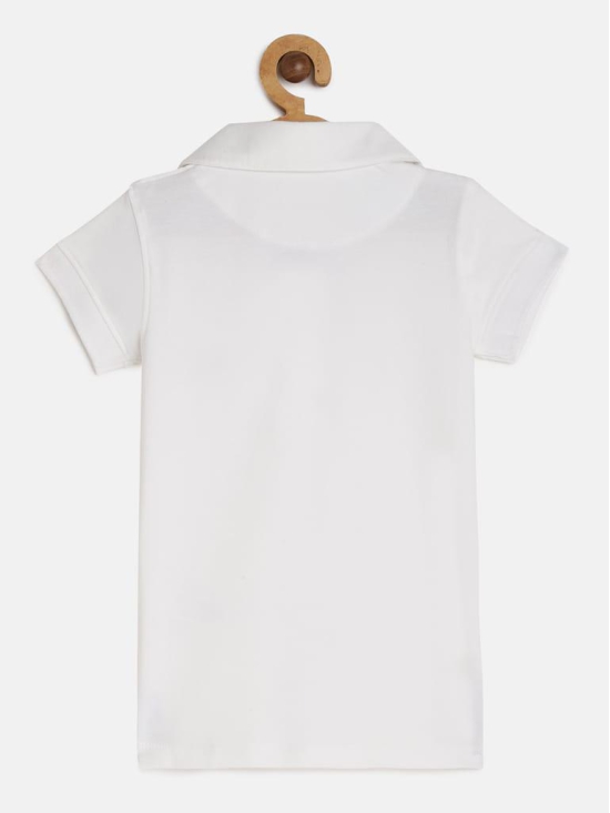 Girls Organic Cotton Solid Polo Collar T-shirt