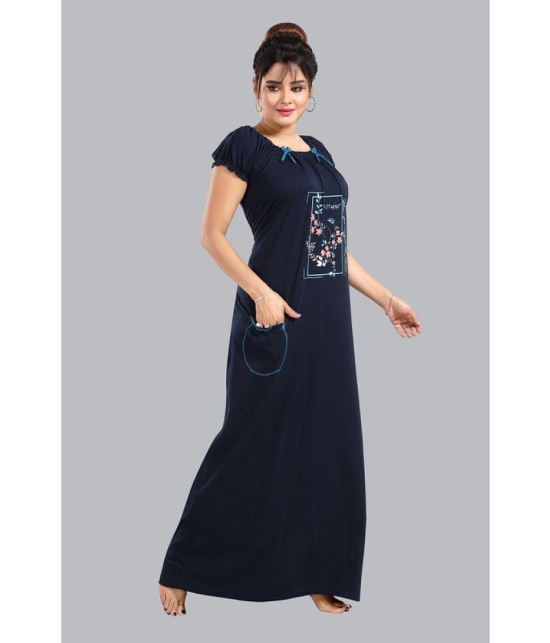 FOMTI Navy Cotton Nighty - Free Size