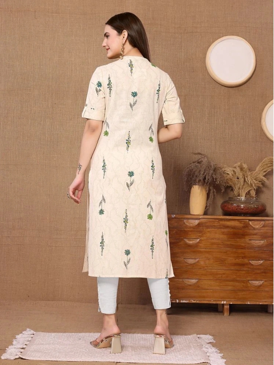 Rangita Women Cotton Flex Green Printed Calf Length A-line Kurti - None