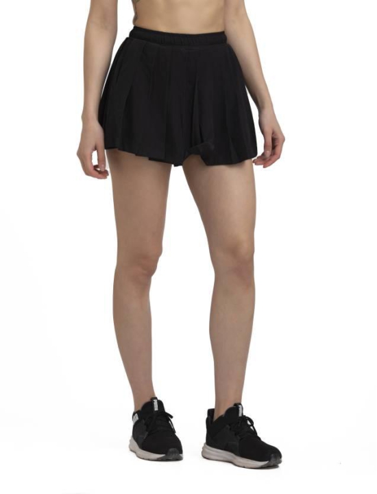 Women Solid Pleated Black Skirt