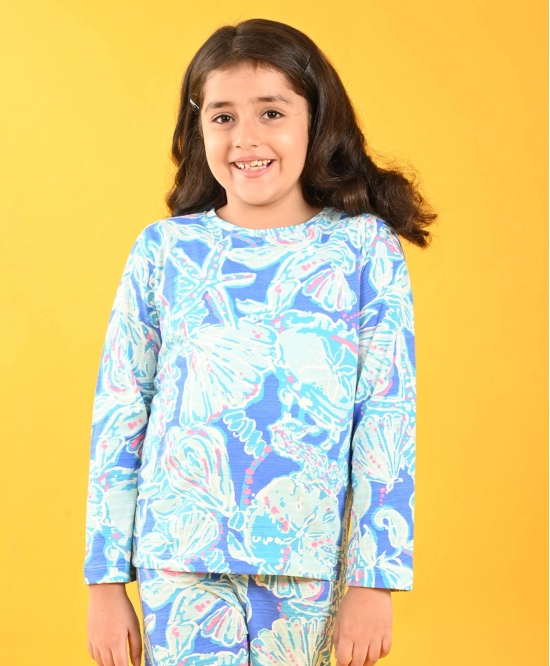 OCEAN BLUE GIRLS LONG SLEEVES PYJAMA SET - BLUE-1-2 YEARS / 2N / BLUE