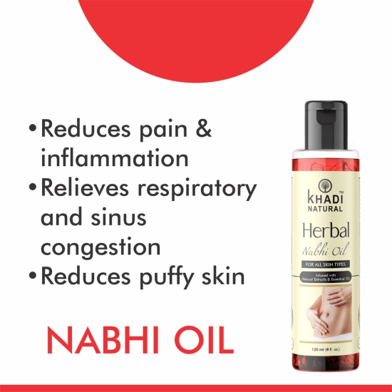 Khadi Natural Nabhi - Oil | 1000 Year Old Kshir Pak Vidhi, Bhringraj & 17 Rare Herbs With 5 Nourishing Oils | No Mineral Oil 120ML