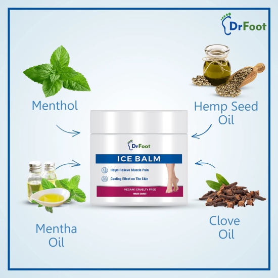 Dr Foot Ice Balm Cold with the Goodness of Menthol Mentha Oil Hemp Seed Oil Glycerin - 100gm Pack of 2-Dr Foot Ice Balm Cold with the Goodness of Menthol, Mentha Oil, Hemp Seed Oil, Glycerin - 10