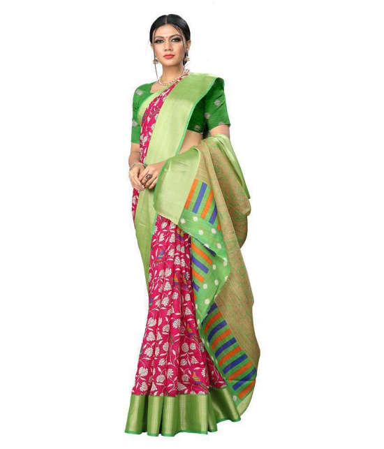 offline selection Pink Polyester Saree