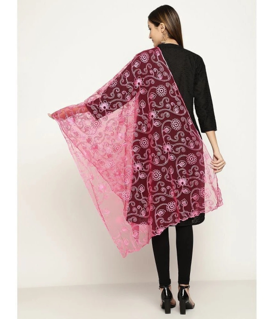 Queenley - Pink Net Women's Dupatta - ( Pack of 1 ) - Pink