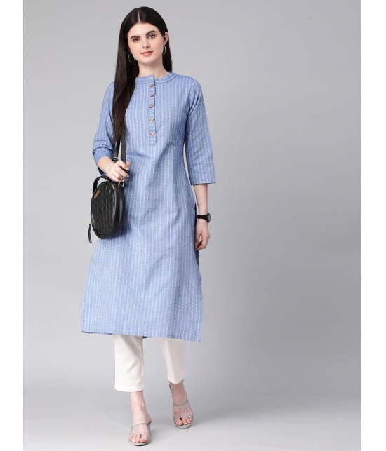 Hritika - Blue Cotton Blend Women's Straight Kurti ( Pack of 1 ) - None