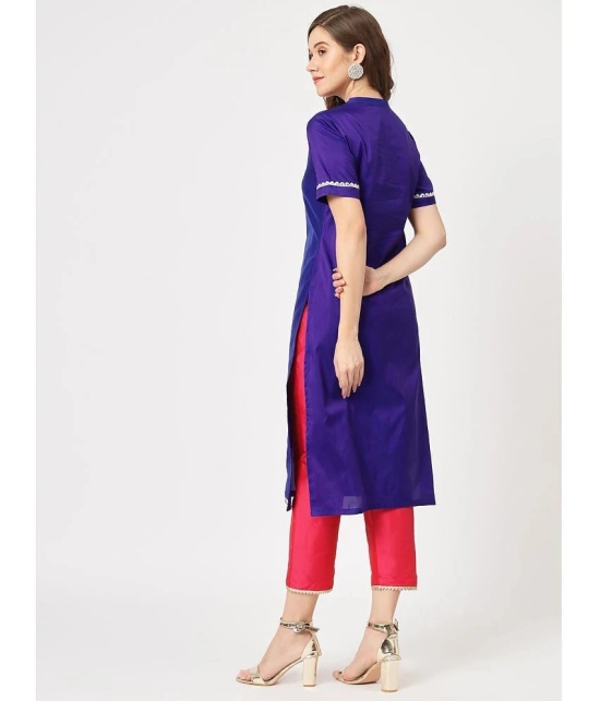 Pannkh Womens Festive Embroidered Kurta With Constrasting Pants - None