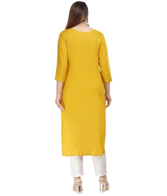 JC4U - Yellow Rayon Womens Straight Kurti ( Pack of 1 ) - None