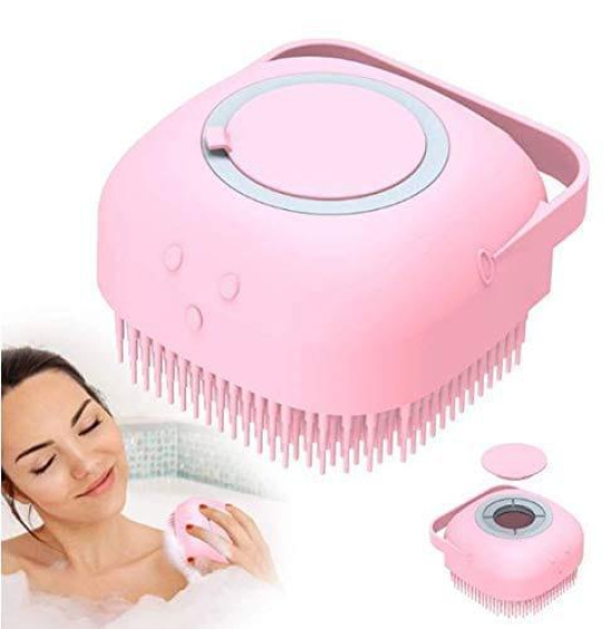 Silicon Massage Bath Brush, Scalp & Bathing Brush For Cleaning Body Silicon Wash Scrubber, Cleaner & Massager For Shampoo, Soap Dispenser...