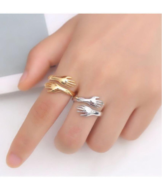 FASHION FRILL - Silver Couple Ring ( Pack of 2 ) - None