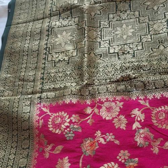 Banaras Floral Saree Pink