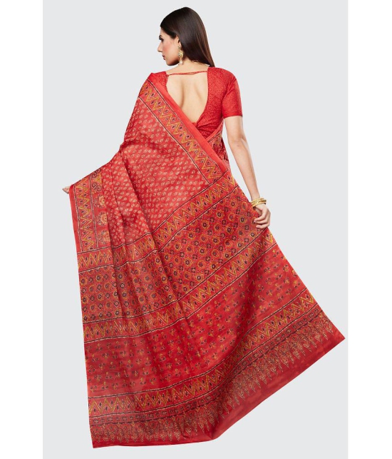 SHANVIKA - Red Cotton Saree With Blouse Piece ( Pack of 1 ) - Red