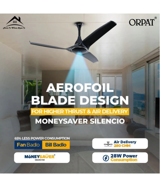 Orpat 280 Moneysaver Silencio Ceiling Fan Black - Black