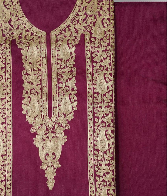 KASHMIRI Purple Woollen Dress Material