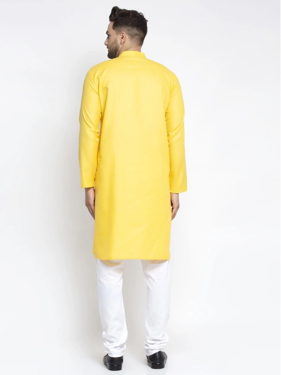 Jompers Mens Lemon Cotton Solid Kurta Only-L / Yellow