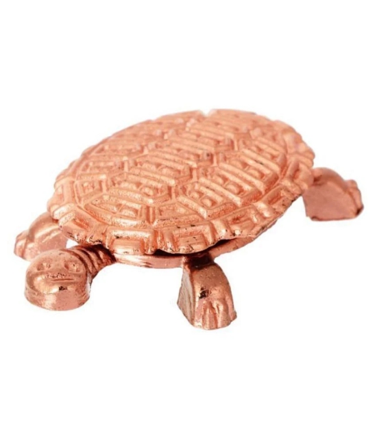 KESAR ZEMS Copper Plated Wish Fulfilling Tortoise Figurine with Plate (6.5 x 6.5  x 0.5 cm, Copper, Pack of 2)